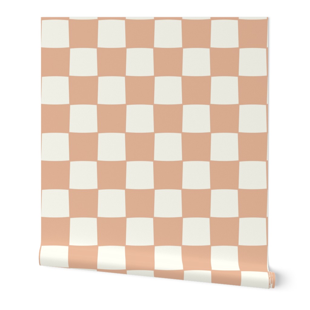 Checkerboard boho peach brown by Jac Slade