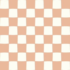 Checkerboard boho peach brown by Jac Slade