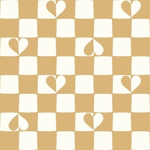 Checkerboard hearts boho honey brown by Jac Slade