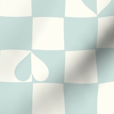 Checkerboard hearts boho seaglass blue by Jac Slade