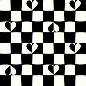 Checkerboard hearts boho black white by Jac Slade