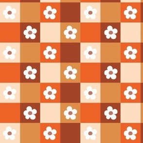 Y2K Boho Daisy Checkerboard Fall Browns and orange by Jac Slade