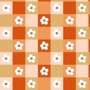 Y2K Boho Daisy Checkerboard Fall Honey Browns and orange by Jac Slade
