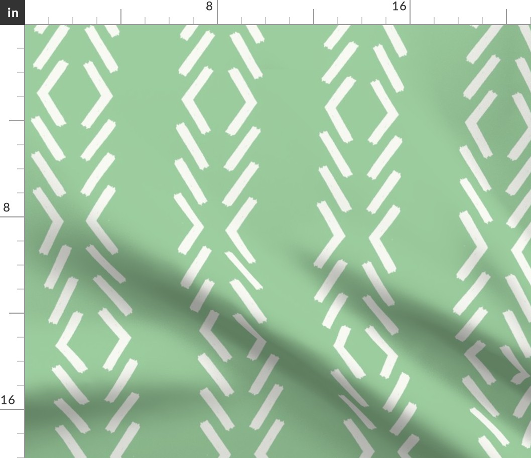 Cohesion 31-05: Herringbone Facade Seamless Pattern (Green, Cream)
