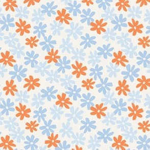 small Fleur Flowers in Tangerine and Blue