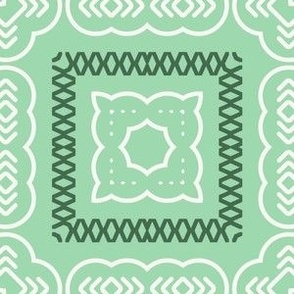 Cohesion 31-13: Retro Echo Tile Seamless Pattern (Green, Cream)