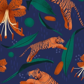 Tiger Lily Pattern - Blue