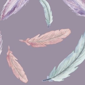 EGA wispy feathers muted on purple