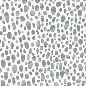Dusty blue watercolor leopard spots for coastal quilting, medium scale