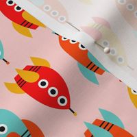 Small // Space Rockets: Multi-colored kids rocket ships- Pink
