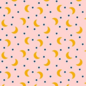 Small // Night Skies: Moon and Stars - Pink 