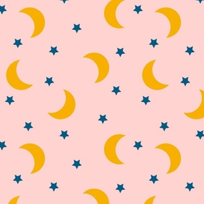 Large // Night Skies: Moon and Stars - Pink
