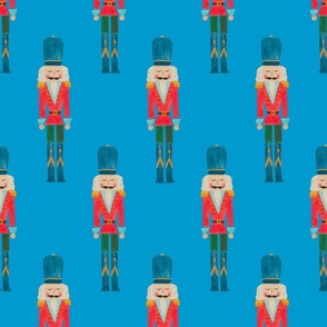 Hand Painted Nutcrackers on Blue Back Ground