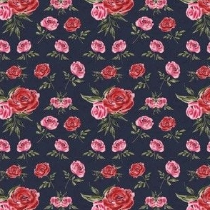 Mini - Giovanna Rose Florals I - Navy w Texture II
