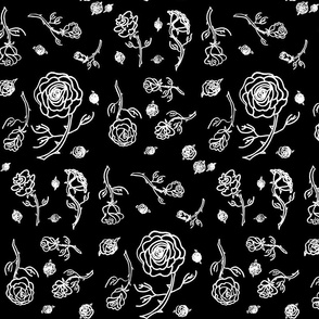 White roses on black - large print