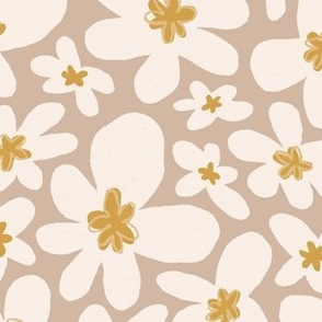 Large Guava Blossoms on Warm Beige