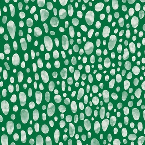 Emerald green  watercolor leopard spots for quilting, medium scale