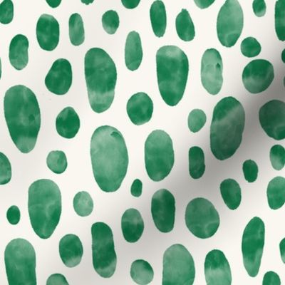 Emerald green watercolor leopard spots for boho wallpaper and quilting