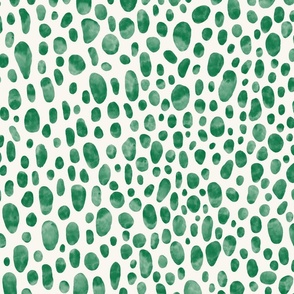Emerald green watercolor leopard spots for boho wallpaper and quilting