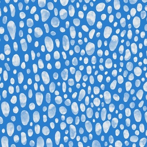 Cobalt blue watercolor leopard spots for coastal quilting, medium scale