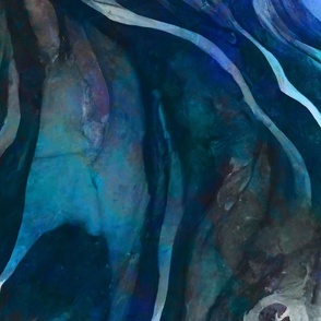 Ocean Vibes Abstract Watercolor Painting Texture In Dark Blue And Teal