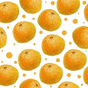 Orange Citrus with Polka Dot on White Background