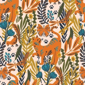 Happy cat in the meadow feels like a tiger in the jungle_orange_smalls scale for sewing.