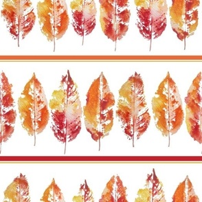 Orange Red Fall Leaves in Horizontal Stripes