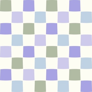 Checkerboard blue sage green mauve purple by Jac Slade