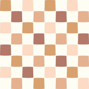 Checkerboard boho browns peach ochre by Jac Slade