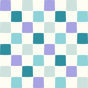 Checkerboard lagoon blue teal aqua purple blue by Jac Slade