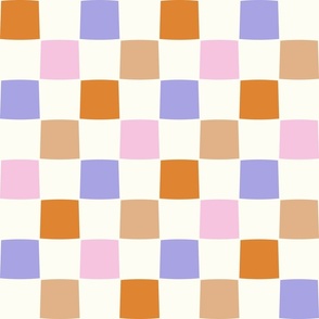 Checkerboard mauve purple pink ornage brown by Jac Slade