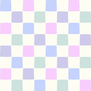 Checkerboard pink green blue purple by Jac Slade