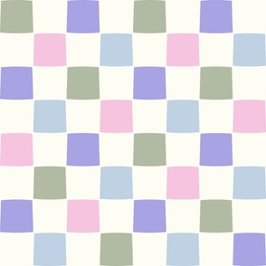 Checkerboard sage green blue pink purple by Jac Slade