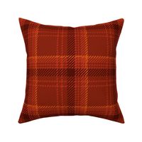 Modern Boucle Plaid in burgundy, red and orange 
