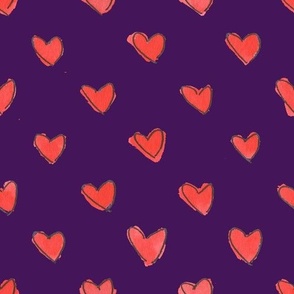 hearts big purple background