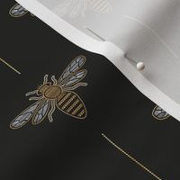 Tiny scale // Golden queen bee // black background ornamental extravagant gold cord embroidery passementerie style inspiration
