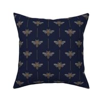 Tiny scale // Golden queen bee // navy blue background ornamental extravagant gold cord embroidery passementerie style inspiration