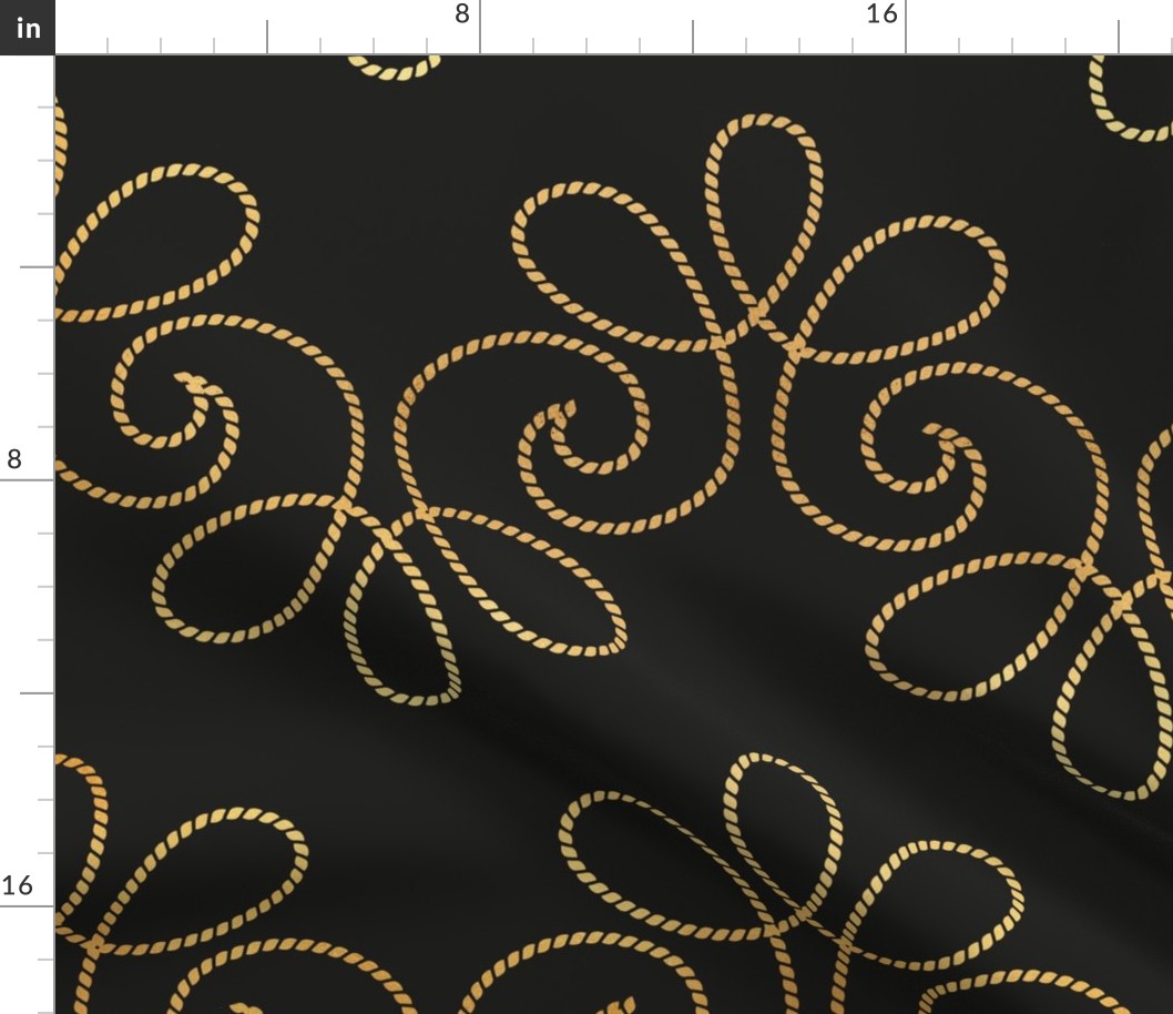 Large jumbo scale // Golden bee buzz // black background ornamental extravagant gold cord embroidery passementerie style inspiration