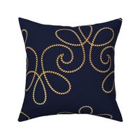 Large jumbo scale // Golden bee buzz // navy blue background ornamental extravagant gold cord embroidery passementerie style inspiration