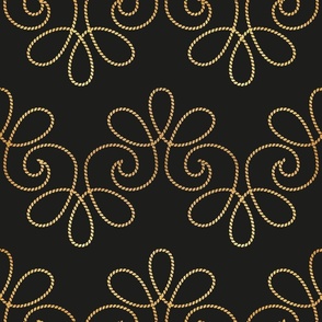 Normal scale // Golden bee buzz // black background ornamental extravagant gold cord embroidery passementerie style inspiration