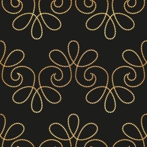 Small scale // Golden bee buzz // black background ornamental extravagant gold cord embroidery passementerie style inspiration