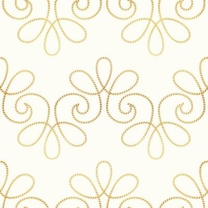 Small scale // Golden bee buzz // natural white background ornamental extravagant gold cord embroidery passementerie style inspiration