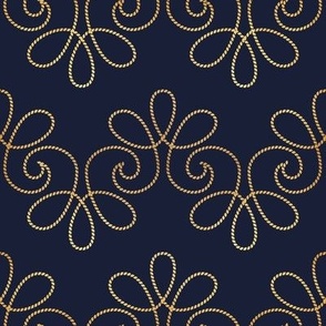 Small scale // Golden bee buzz // navy blue background ornamental extravagant gold cord embroidery passementerie style inspiration