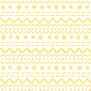 Bigger Scale Easter Egg ZigZag Stripes and Polkadots Soft Butter Yellow on Antique White