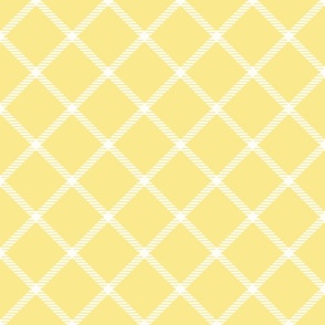 Bigger Scale Lattice Plaid Baby Bunny Easter Coordinate Antique White on Soft Butter Yellow
