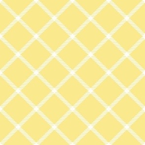 Smaller Scale Lattice Plaid Baby Bunny Easter Coordinate Antique White on Soft Butter Yellow