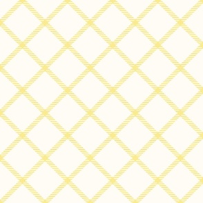 Bigger Scale Lattice Plaid Baby Bunny Easter Coordinate Soft Butter Yellow on Antique White