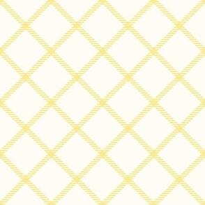 Smaller Scale Lattice Plaid Baby Bunny Easter Coordinate Soft Butter Yellow on Antique White