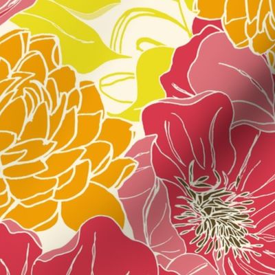 Bright and Bold Peonies-  12 inch scale 